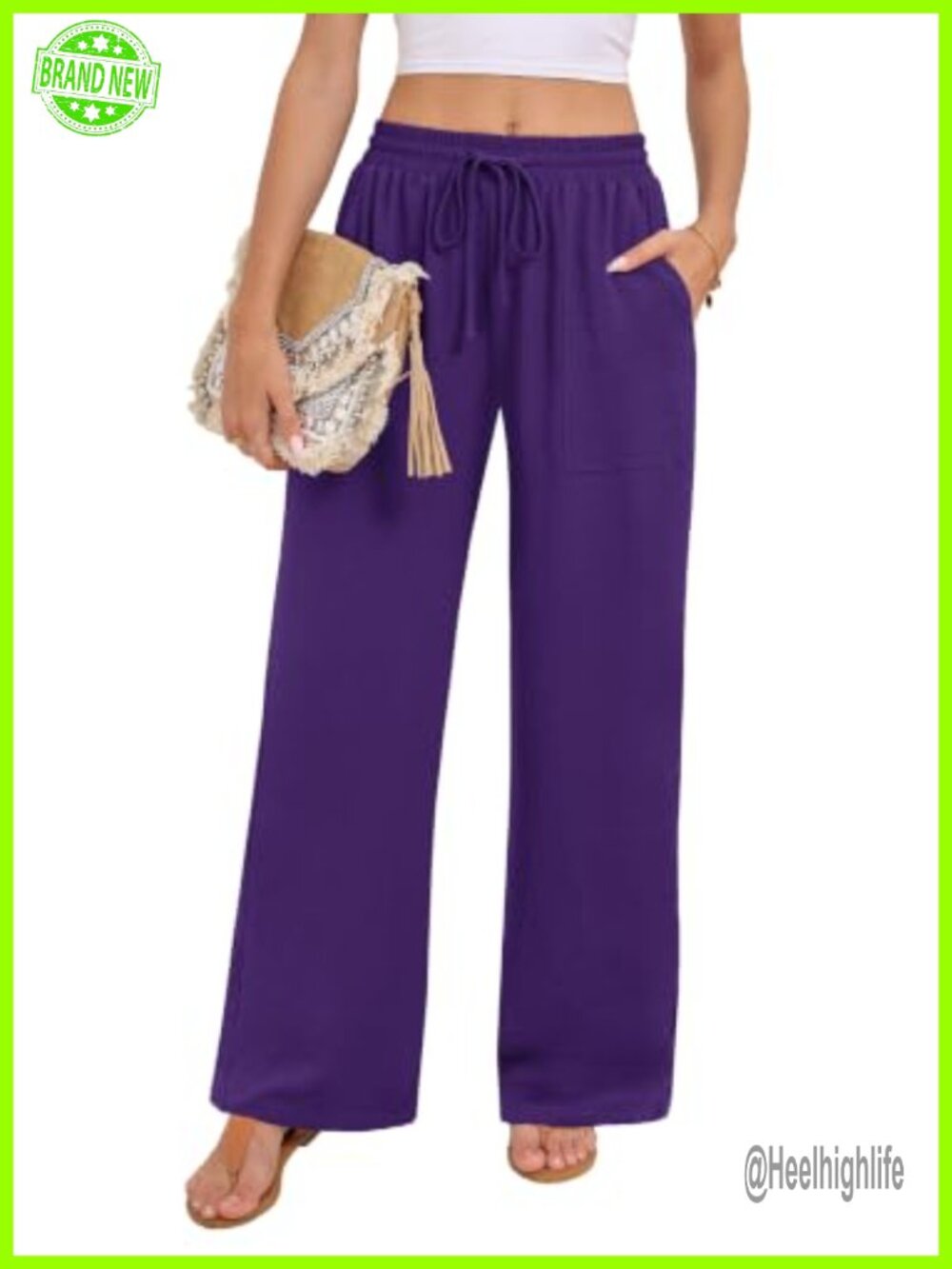 Women's Wide Leg Lounge Pants with Pockets High Waisted Flowy Palazzo Trousers